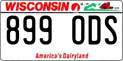 WI license plate 899ODS