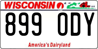 WI license plate 899ODY