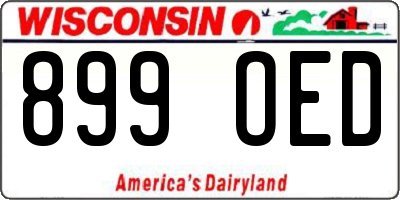 WI license plate 899OED