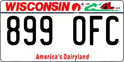 WI license plate 899OFC