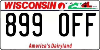 WI license plate 899OFF