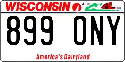 WI license plate 899ONY