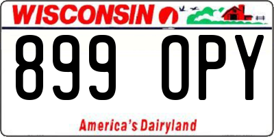 WI license plate 899OPY