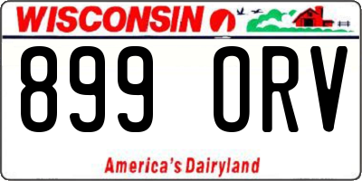 WI license plate 899ORV