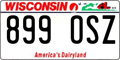 WI license plate 899OSZ