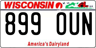 WI license plate 899OUN