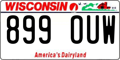 WI license plate 899OUW