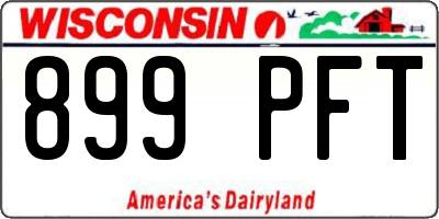 WI license plate 899PFT