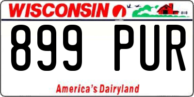 WI license plate 899PUR