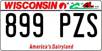 WI license plate 899PZS