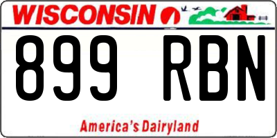 WI license plate 899RBN