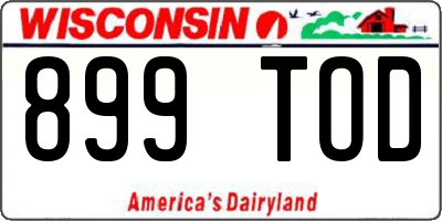 WI license plate 899TOD