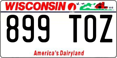 WI license plate 899TOZ