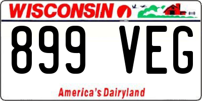 WI license plate 899VEG