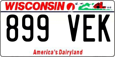 WI license plate 899VEK