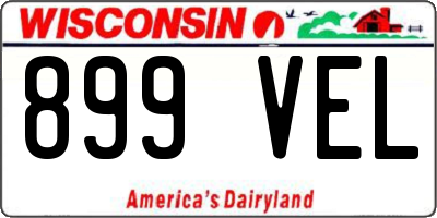 WI license plate 899VEL