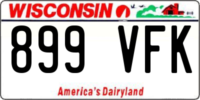 WI license plate 899VFK