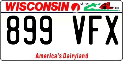 WI license plate 899VFX