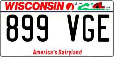 WI license plate 899VGE