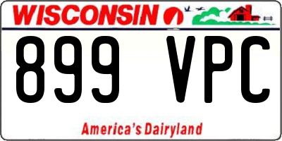 WI license plate 899VPC