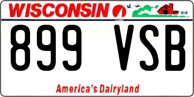 WI license plate 899VSB