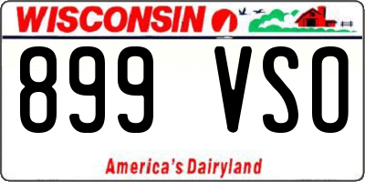 WI license plate 899VSO