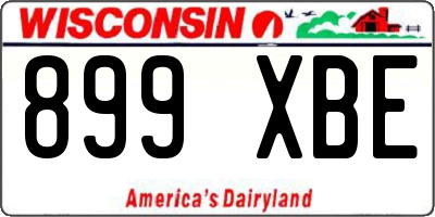 WI license plate 899XBE