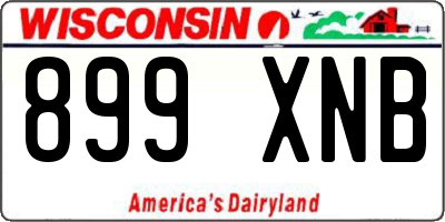 WI license plate 899XNB
