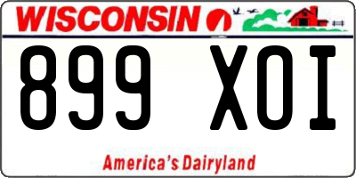 WI license plate 899XOI