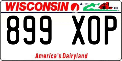 WI license plate 899XOP