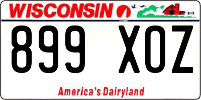 WI license plate 899XOZ
