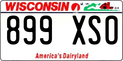 WI license plate 899XSO