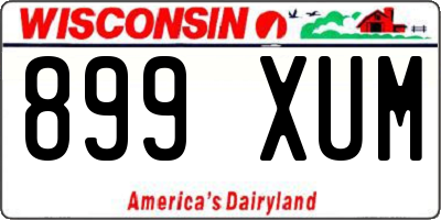 WI license plate 899XUM