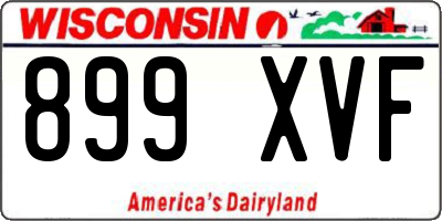 WI license plate 899XVF