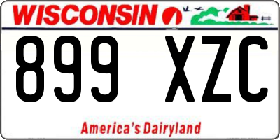 WI license plate 899XZC