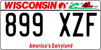 WI license plate 899XZF