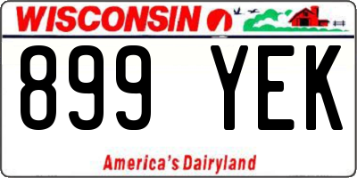 WI license plate 899YEK