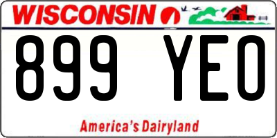 WI license plate 899YEO