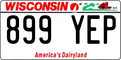 WI license plate 899YEP