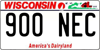 WI license plate 900NEC