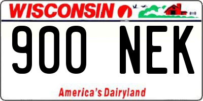 WI license plate 900NEK