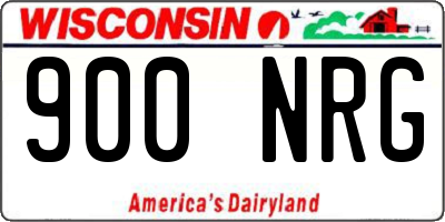 WI license plate 900NRG