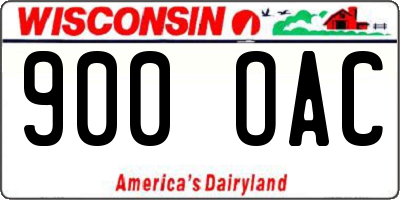 WI license plate 900OAC