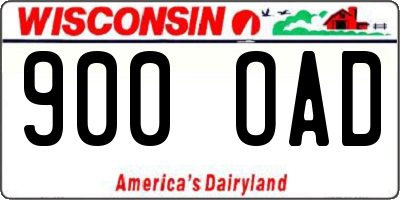 WI license plate 900OAD