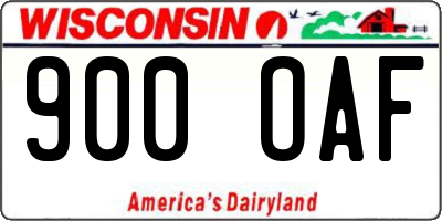 WI license plate 900OAF