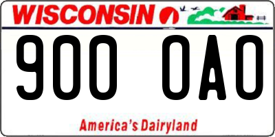 WI license plate 900OAO