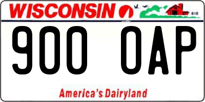 WI license plate 900OAP
