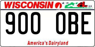 WI license plate 900OBE