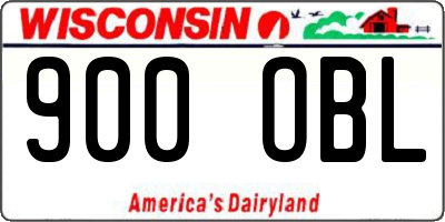 WI license plate 900OBL