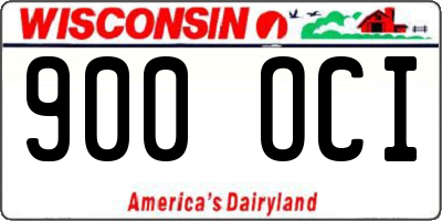 WI license plate 900OCI